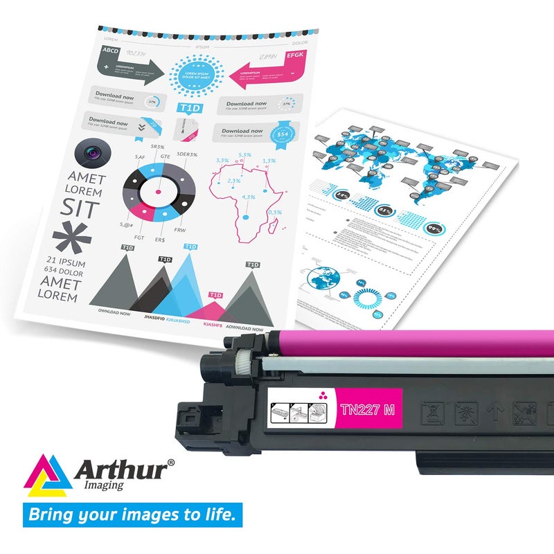 Arthur Imaging with CHIP Compatible Toner Cartridge Replacement for Brother Tn227 (Magenta, 1 Pack) (TN227M) - Image 2